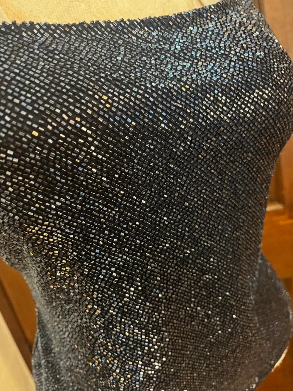 Randolph Duke Vintage Y2K Navy Blue Beaded Camisole Built-in Bra Size 8 - Picture 4 of 16